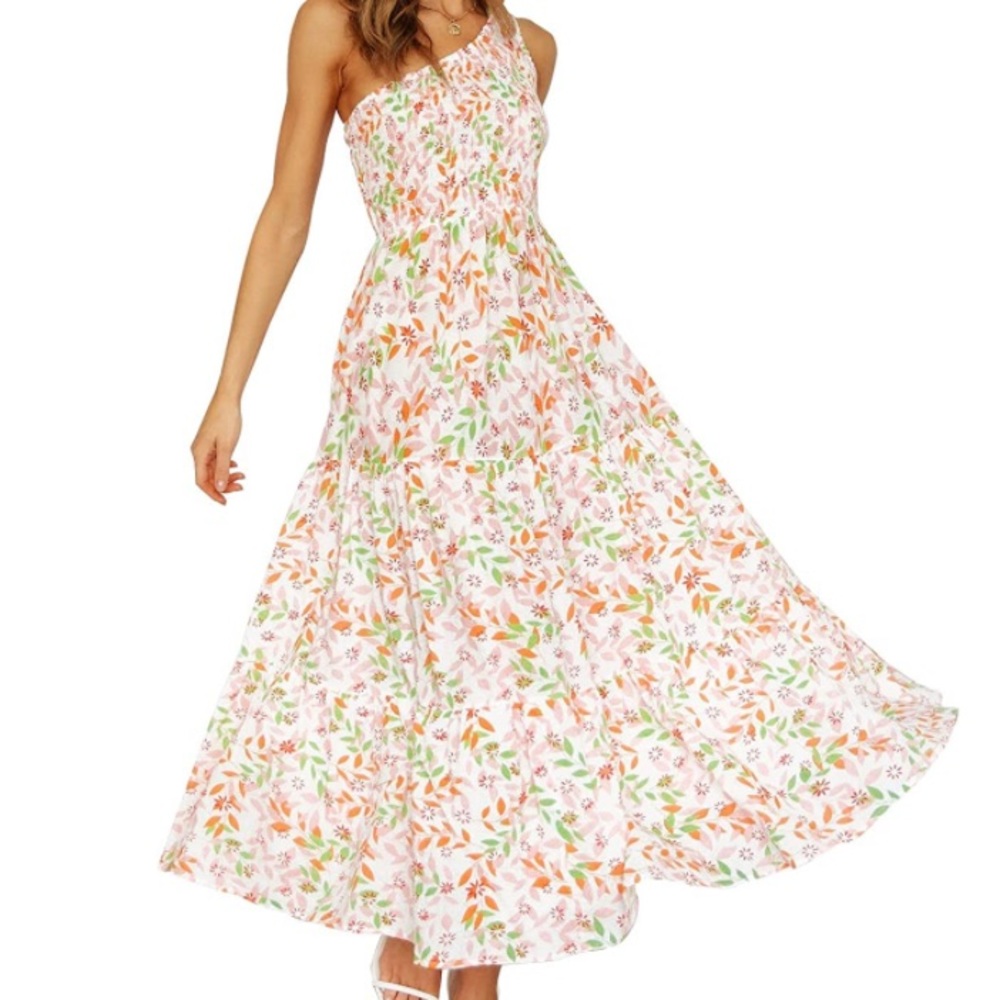 NWT ZESICA One Shoulder Floral Midi Dress